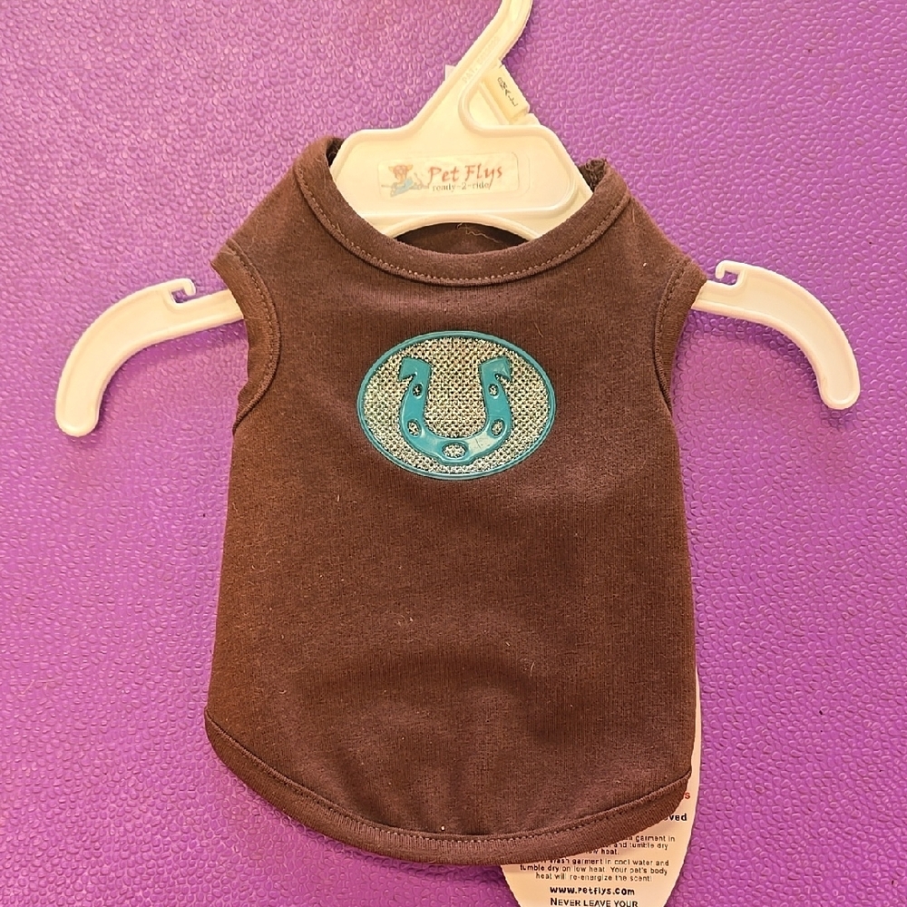 Brown Dog Tank Top with Blue Patch